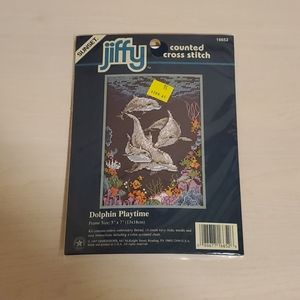 Jiffy Counted Cross Stitch Kit Dolphin Playtime